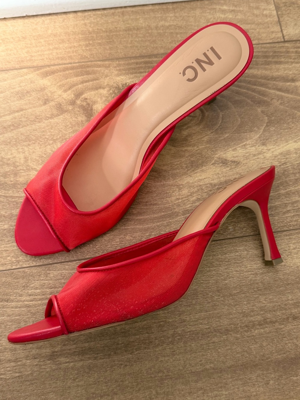 INC Red Mesh Pointed-Toe Mule Heels ❤️